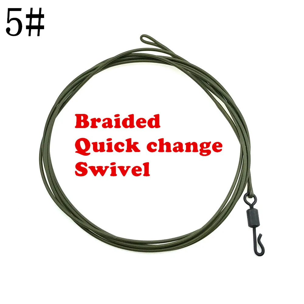 QC swivel 2PCS Комплект из 2 предметов, для рыбалки на карпа, готовый Плетеный Крюк Ссылка лидер 1 м с spinner быстрая поворотный покрытием оплетка фторуглеродная леска буровые установки для волос 30lb - Цвет: QC swivel 2PCS
