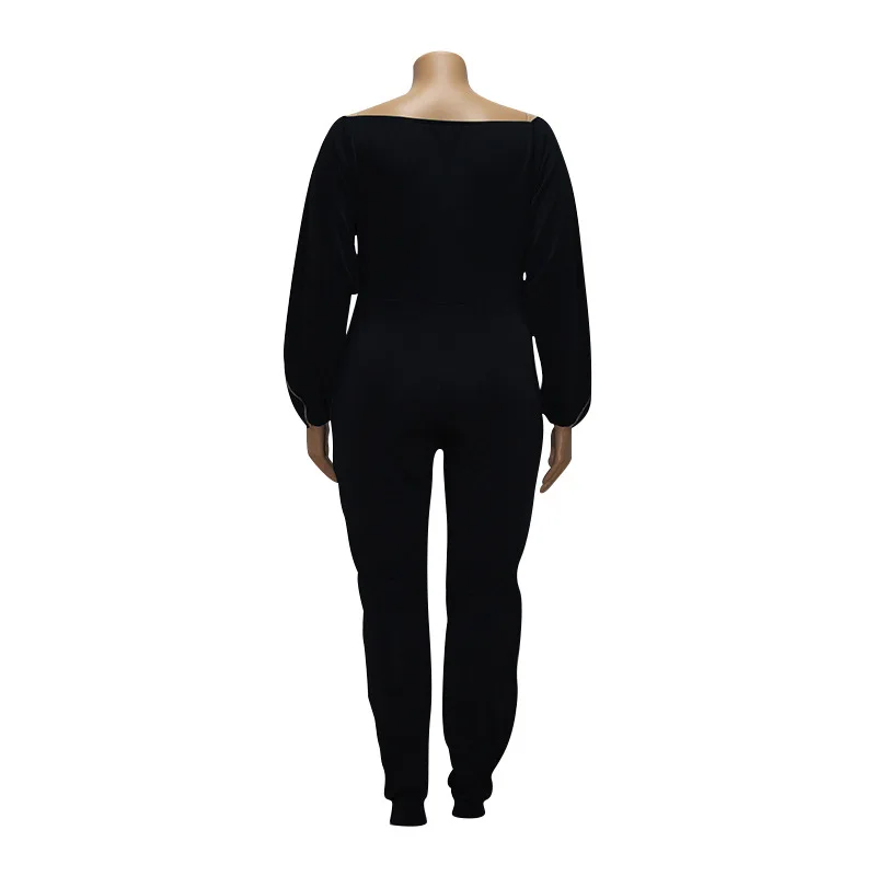 Комбинезон женский на молнии с круглым вырезом длинными рукавами лето размера