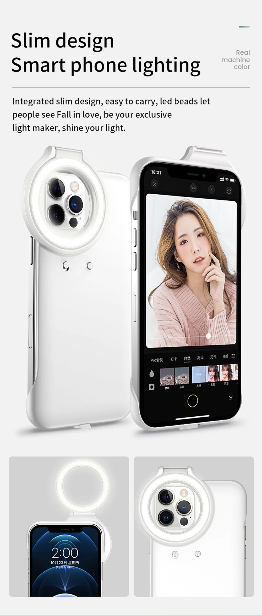 

Ring Flashing Mobile Phone Case Comes With Fill Light To Broadcast Live Beauty Smart Phone Case Is Suitable For Apple 12 Series