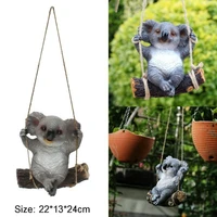 lovely swinging koala bear miniaturas hanging statue outdoor figurines for patio yard christmas diy garden decoration statues