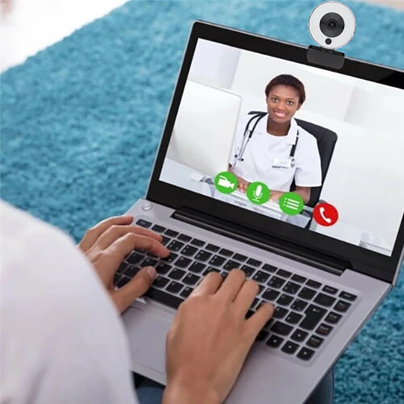 

2K HD USB Dual Microphone Real-Time Gray Webcam USB Computer Camera with Fill Light for PC USB Plug and Play