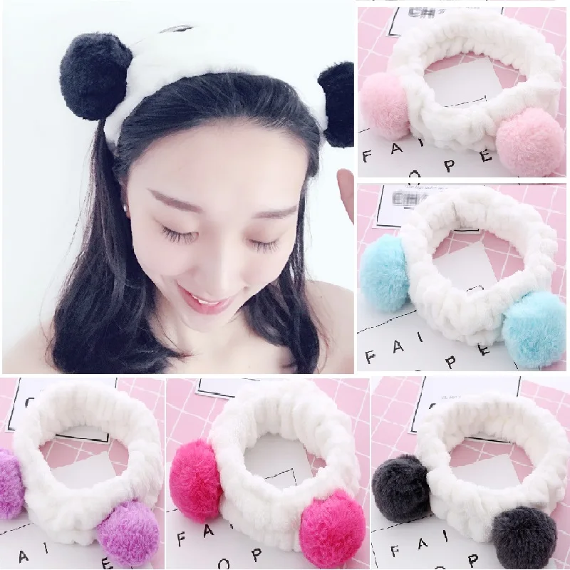Эластичная Милая повязка для волос в виде панды мягкая флисовая на голову женщин