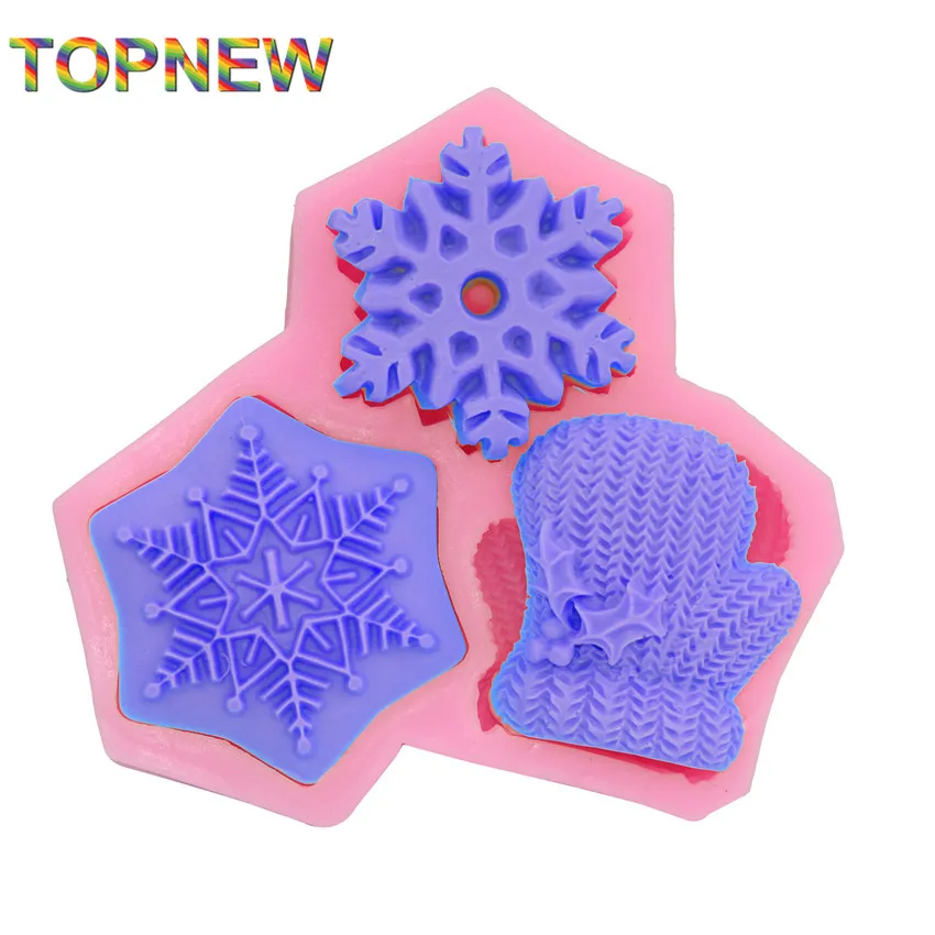 

Снежинки и перчатки Рождественские tneme 3d силиконовые формы для DIY Fondant Sugar силиконовые формы для тортов инструменты для украшения C1664