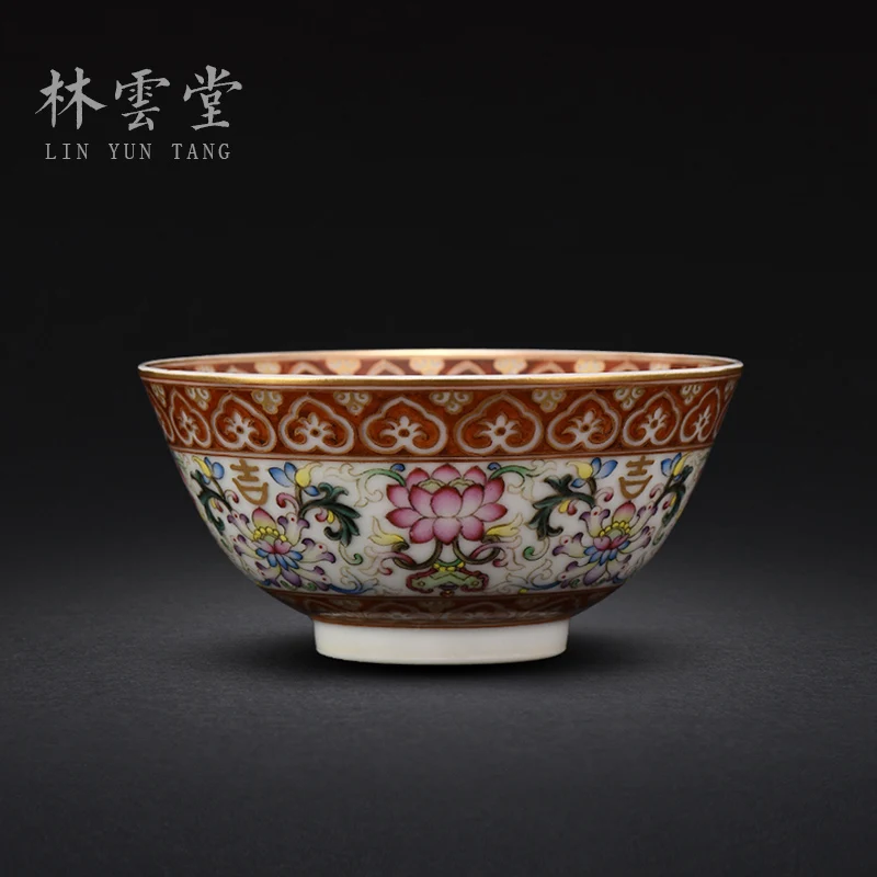 

Связаны филиал лотоса цветная эмаль мастер чашка с чашкой Цзиндэчжэнь керамика вручную кунг-фу большой образец чашки чая
