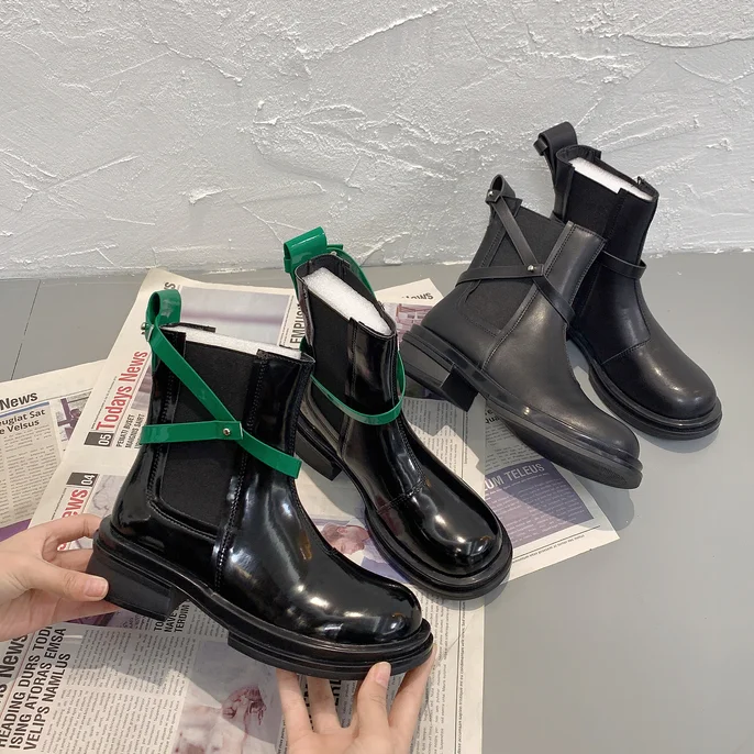 

Женские брендовые ботинки, женская обувь на платформе, ботинки челси с круглым носком-женские резиновые ботильоны на плоской подошве, осень 2021