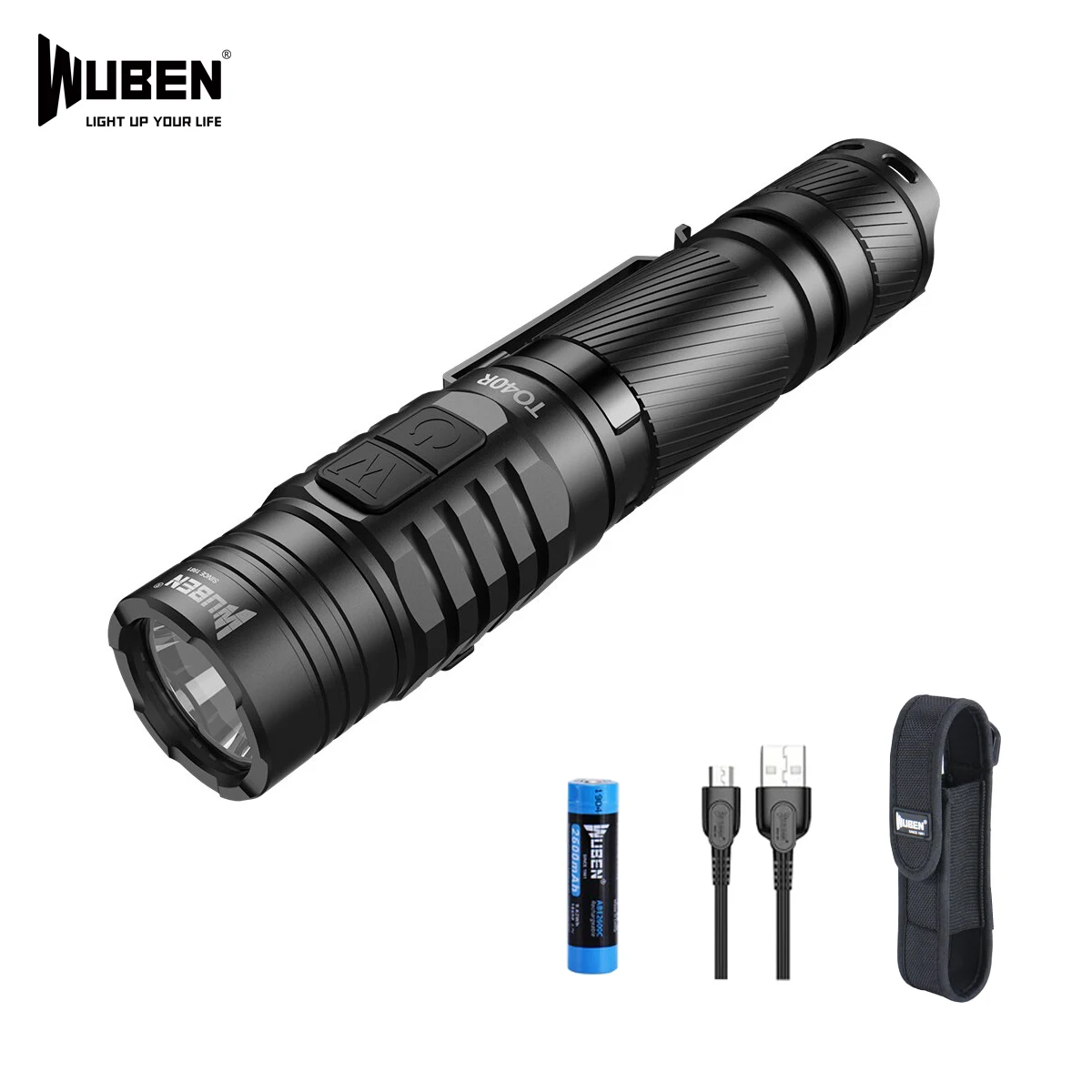 

WUBEN TO40R Tactical LED Flashlight 1200 Lumens 720 ft max beam distance 18650 Li-Battery USB Rechargeable Torch for Outdoor