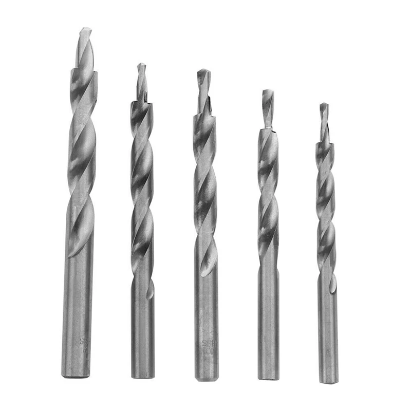 

5Pcs Woodworking Drill Bit Replacement HSS Twist Step Drill Bit Tool for Manual-Pocket Hole System 4-8/5-9/5-10/6-10/8-12mm
