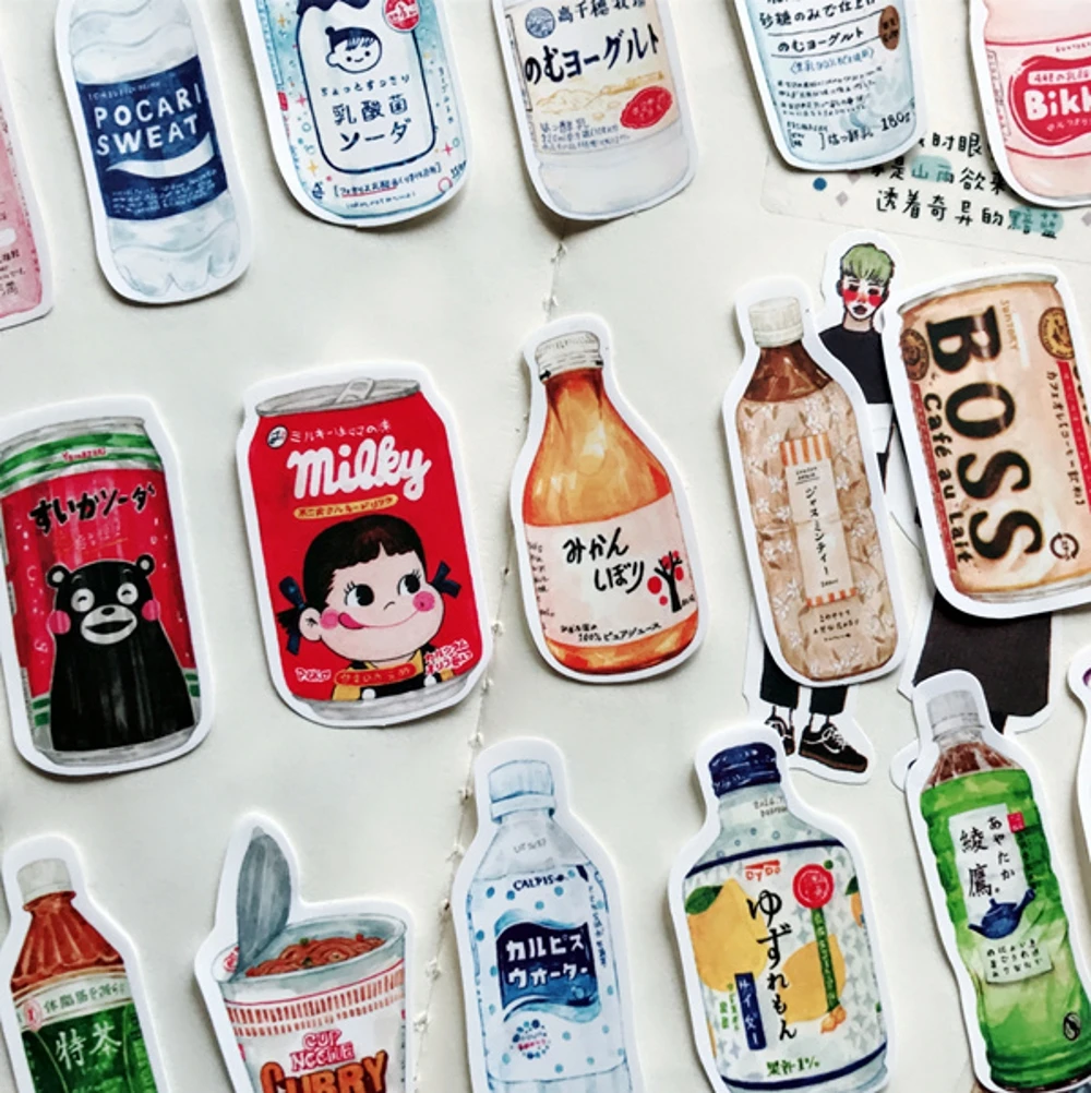 

28Pcs/Pack Vintage Japanese Snack Drink Sticker DIY Craft Scrapbooking Album Junk Journal Planner Decorative Stickers