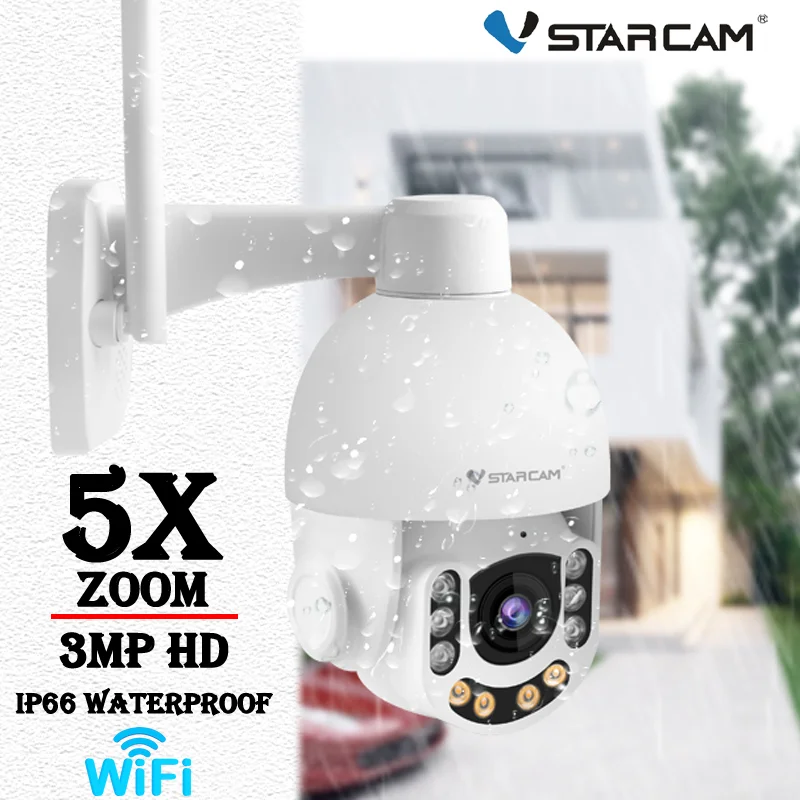 

New Vstarcam 3MP 5X Zoom AI Human Detection Wireless WiFi Outdoor HD IP Security Camera Optical Dome PTZ Waterproof IP66 Alarm