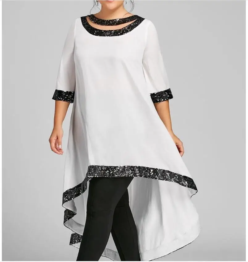 Женское платье миди с пышной юбкой Повседневное рукавом 3/4 белого черного синего