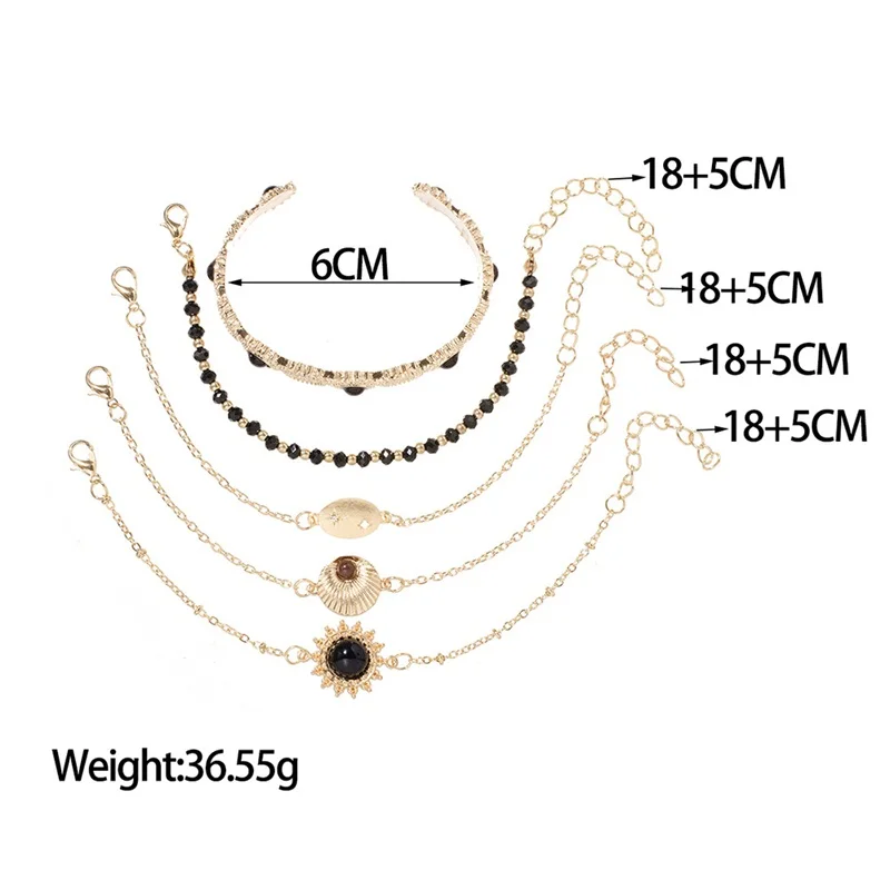 5 шт./компл. винтажные браслеты Золотая личность геометрические цветы бусины