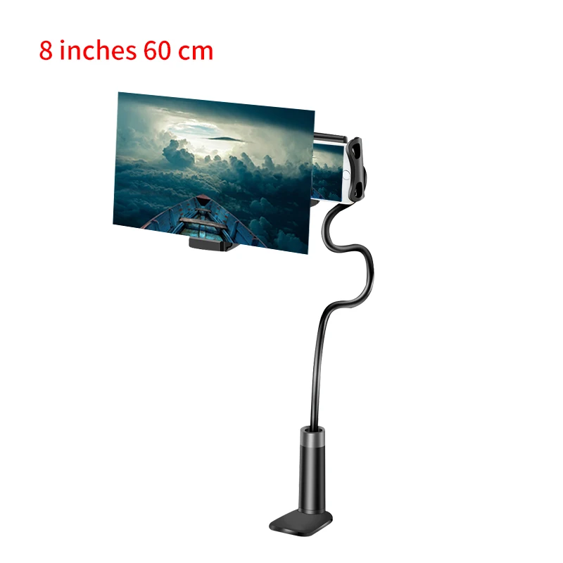 8 inch black От 8 до 12 дюймов телефон Экран длинные рука прикроватная гибкий держатель для телефона усилитель увеличительное Универсальный 360 Вращающийся 3D Гибкая стойка письменного стола - Цвет: 8 inch black