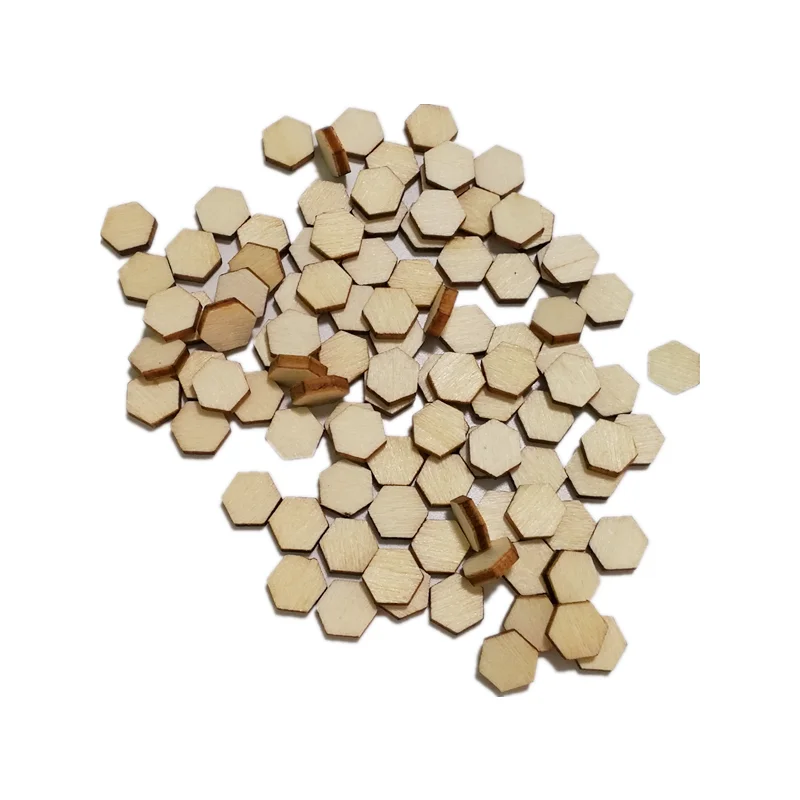 

100pcs 10mm Unfinished Wood Hexagon Shape Cutouts DIY Wooden Slices Blank Gift Tags for Party Wedding Home Decorations