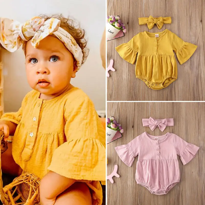 Комбинезон с расклешенными рукавами для новорожденных милая летняя одежда