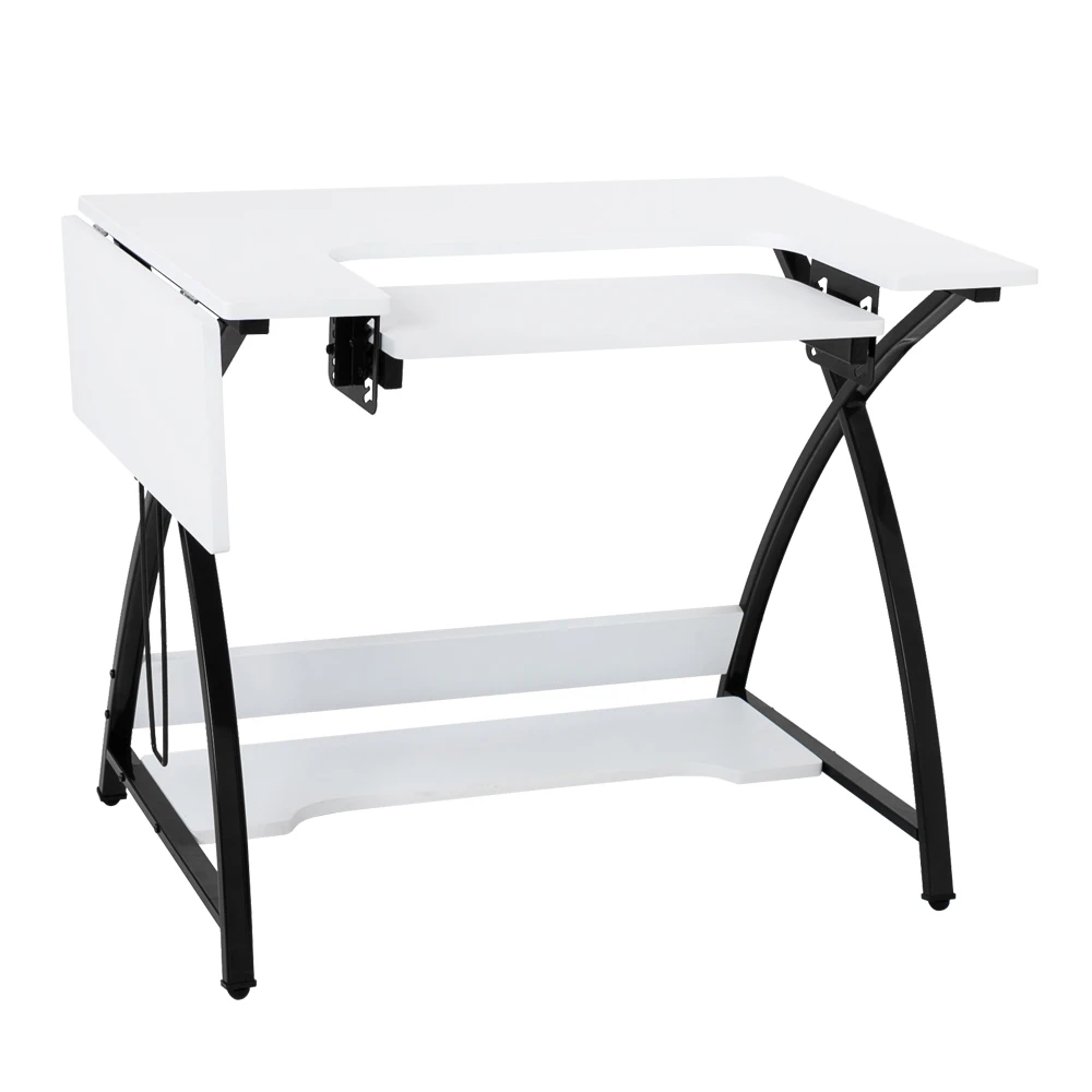 

Assembly Computer Desk Large Worktop Steel Material Table-Style Sewing Cabinet White