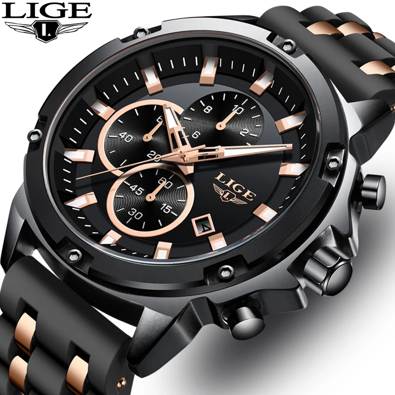 2020 New Watch Men Fashion Sport Clock LIGE Waterproof Quartz Mens Watches Top Brand Luxury Leather Relogio Masculino+Box | Наручные часы
