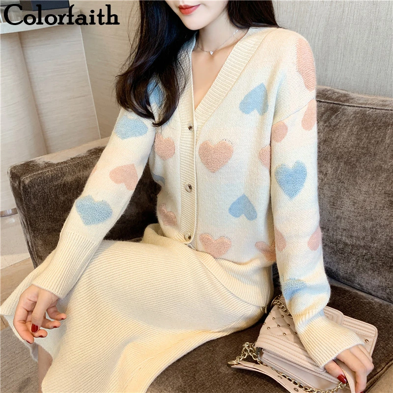 Colorfaith новинка 2019 Осень-зима женские комплекты комплект из двух предметов