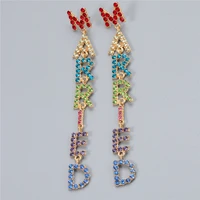 jujia fashion jewelry exaggerated creative letters married colorful womens statement long drop earrings