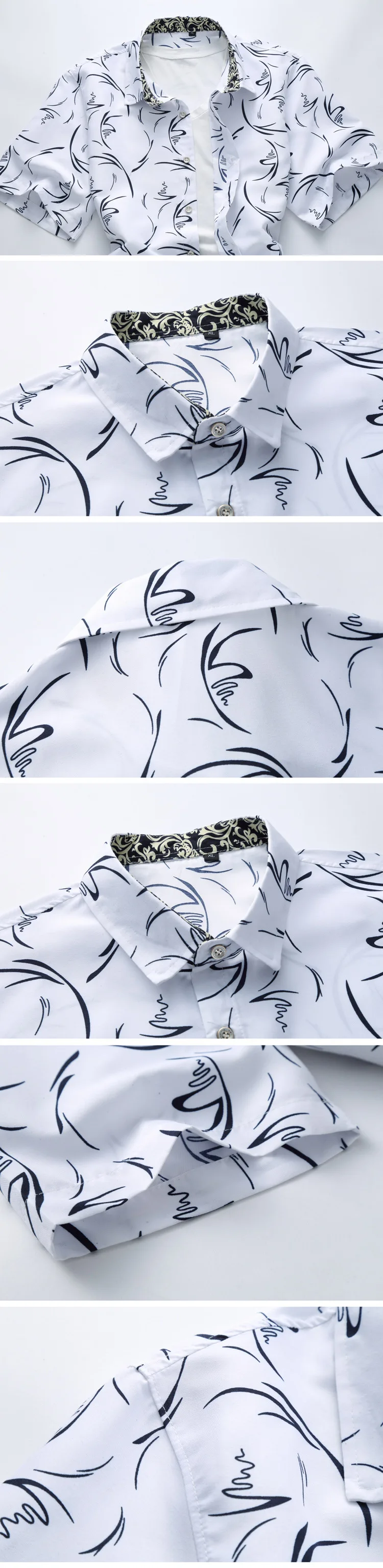 Мужская рубашка размера плюс 5XL 6XL 7XL, Новинка лета, Повседневная рубашка с коротким рукавом и принтом, гавайская рубашка, Мужская брендовая одежда