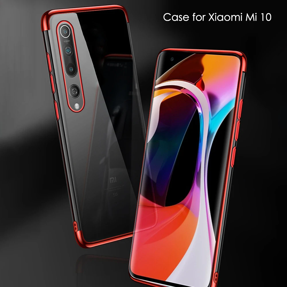 Мягкий прозрачный чехол с гальваническим покрытием для Xiaomi Mi Note 10 Lite Mi9 Pro из ТПУ
