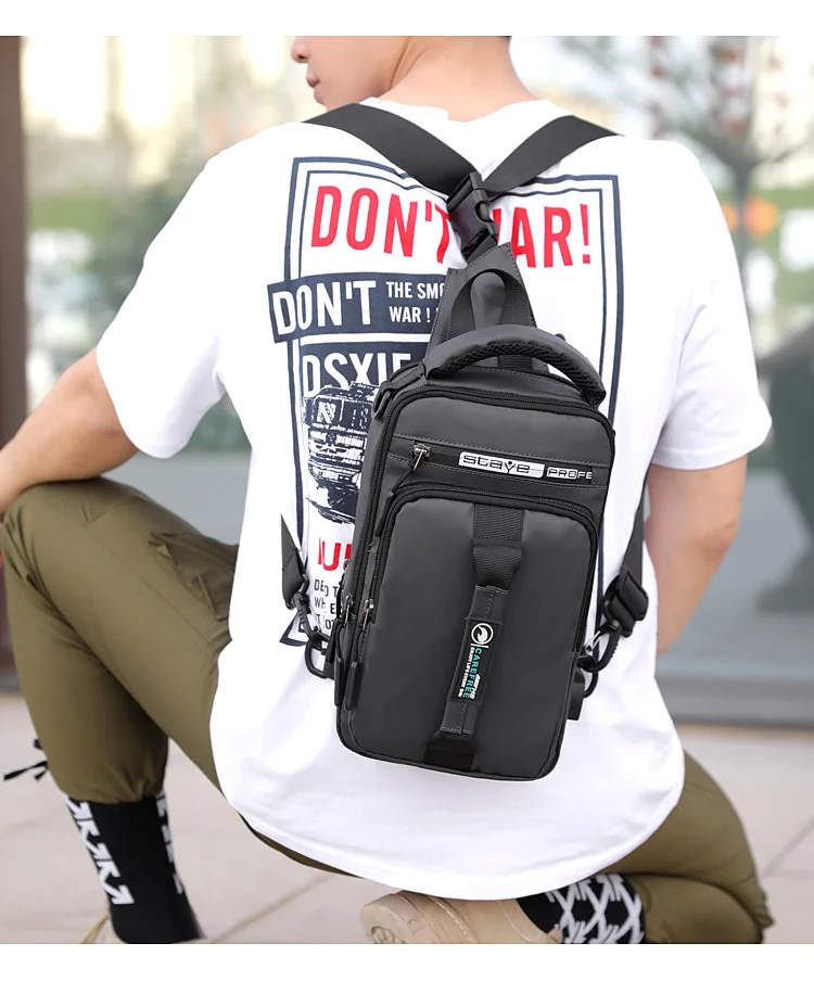 OZUKO New Multifunction Crossbody Bag for Men Chest Pack Sling&Double Shoulder Bag Male Waterproof Short Trip Messenger Bag