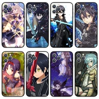 anime sao kirito phone case for iphone 11 12 13 pro max black silicone case for iphone xr xs x se 6 6s 7 8 plus