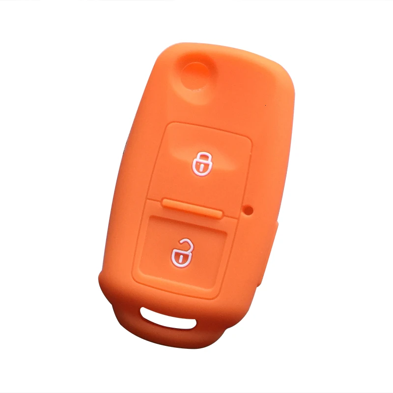Оранжевый Силиконовый чехол для ключей VW для VW Amarok Etui Na Klucz для VW Golf Funda Llave для VW чехол для ключей для Skoda Octavia - Название цвета: Оранжевый
