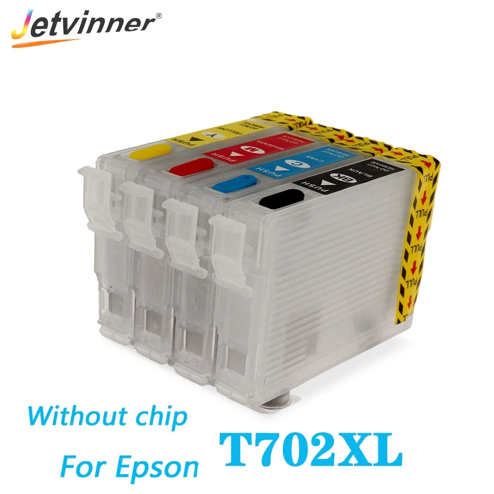 

Jetvinner T702 T702XL1- T702XL4 многоразовый чернильный картридж для Epson Workforce Pro WF-3720 WF-3730 принтеры без чипов WF-3733