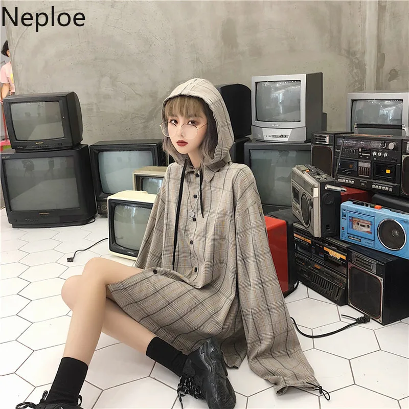 Neploe 2020 осенние новинки с капюшоном свободные блузки женские ретро Harajuku стиль