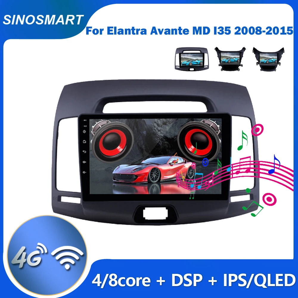 

Sinosmart Car GPS Navigation Radio for Hyundai Elantra Avante MD I35 2008-2011,2012-2015 2din IPS/QLED Screen 8 Core,DSP 48EQ