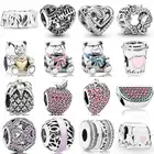 Ананас градусы Любви Бесконечность семья сердце мама сценарий медведь бусины 925 пробы Серебряный Шарм подходит для браслета Pandora Diy ювелирные изделия