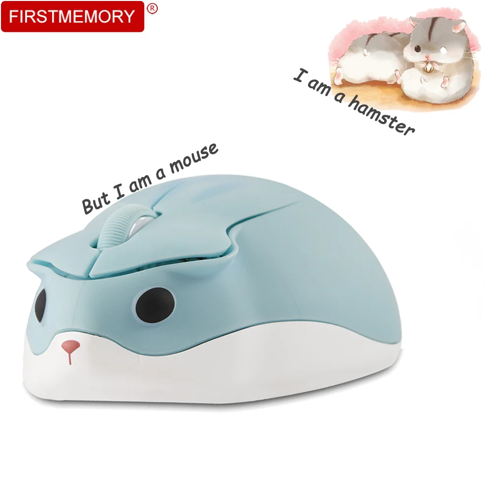 

2.4G Wireless Optical Mouse Cute Hamster Cartoon Computer Mice Ergonomic Mini 3D PC Office Mause For Kid Girl Gift With Seed Pad