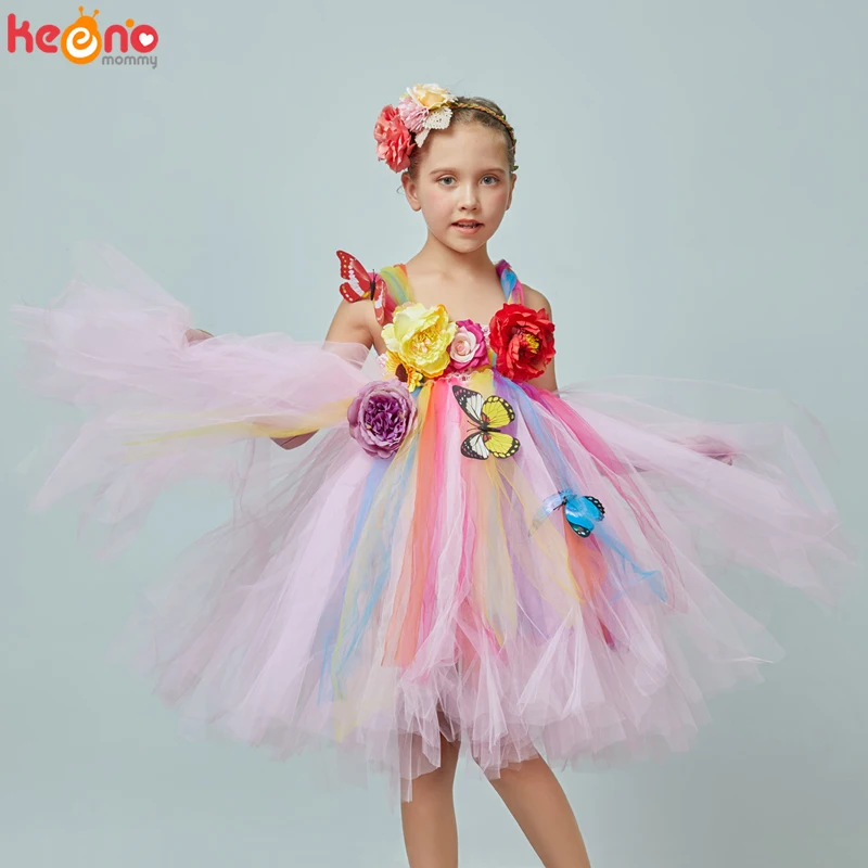 

Flower Girl Fancy Princess Tutu Dress Fairy Wedding Bridesmaid Tulle Dress Kids Birthday Party Pageant Formal Graduation Costume