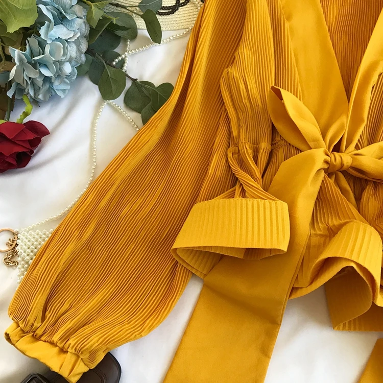 Женская Элегантная блузка с длинным рукавом-фонариком пикантная рубашка