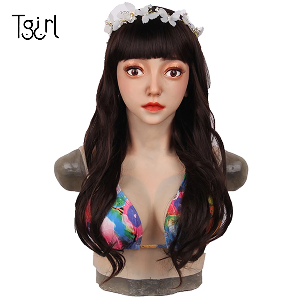 Жуткая Реалистичная силиконовая головные уборы с нагрудным женский Эмили для