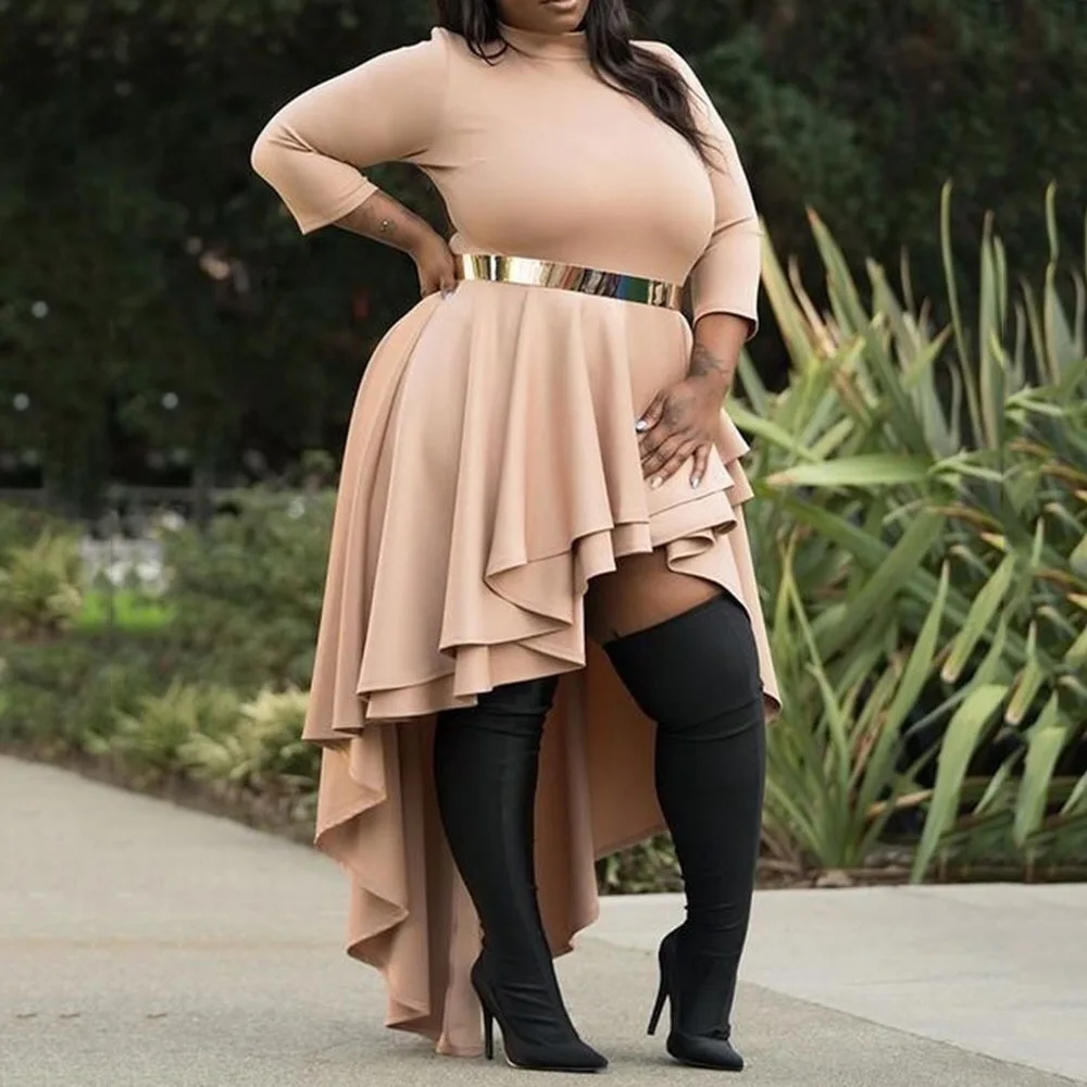 

Plus Size Dresses For Women 4XL 5XL 6XL Bright Blue 2020 Lady Spring Autumn Asymmetrical Evening Club Night New Dress Wholesale