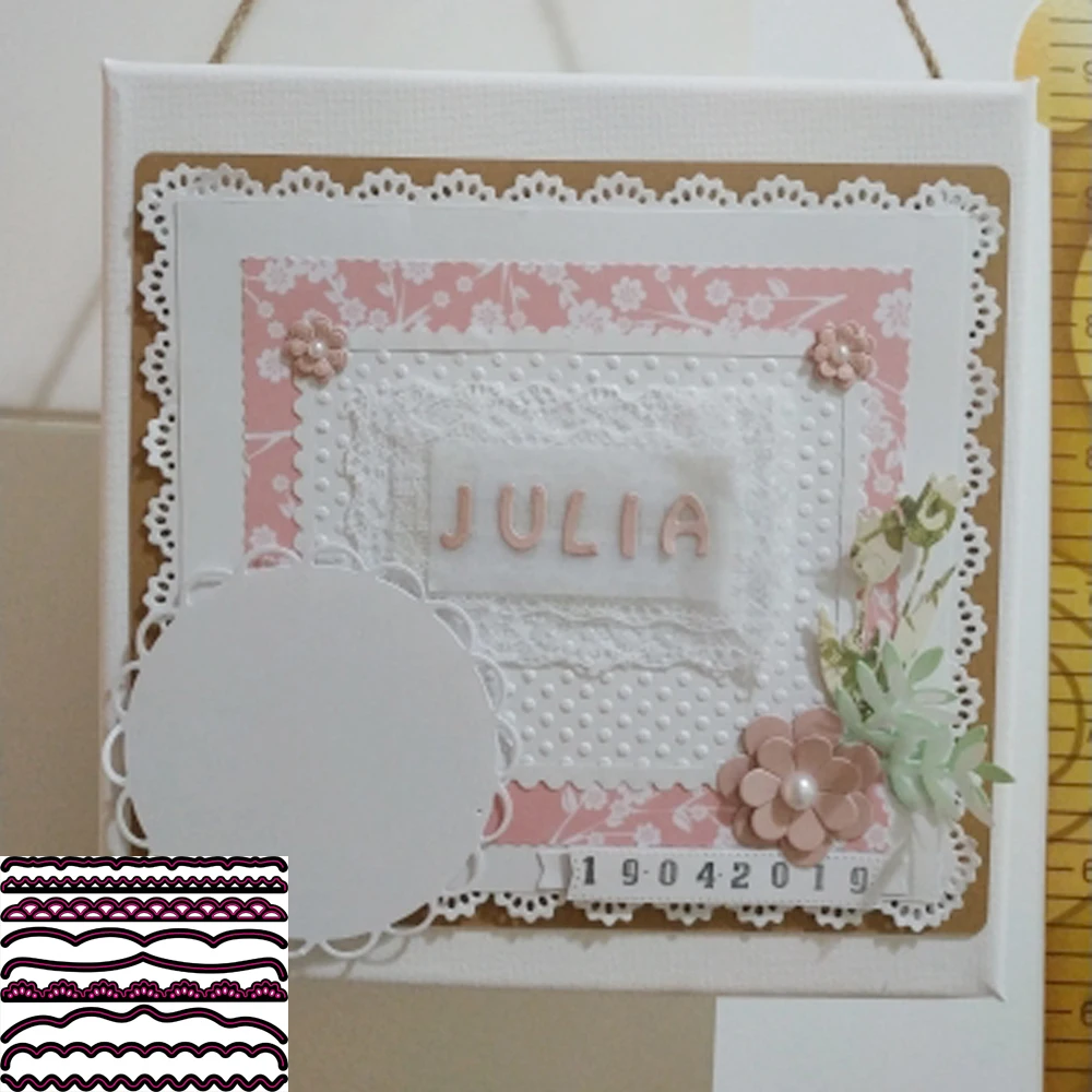 

9 unids/set tarjetas decorativas bordes borde de encaje de corte de Metal muere plantilla para Scrapbooking