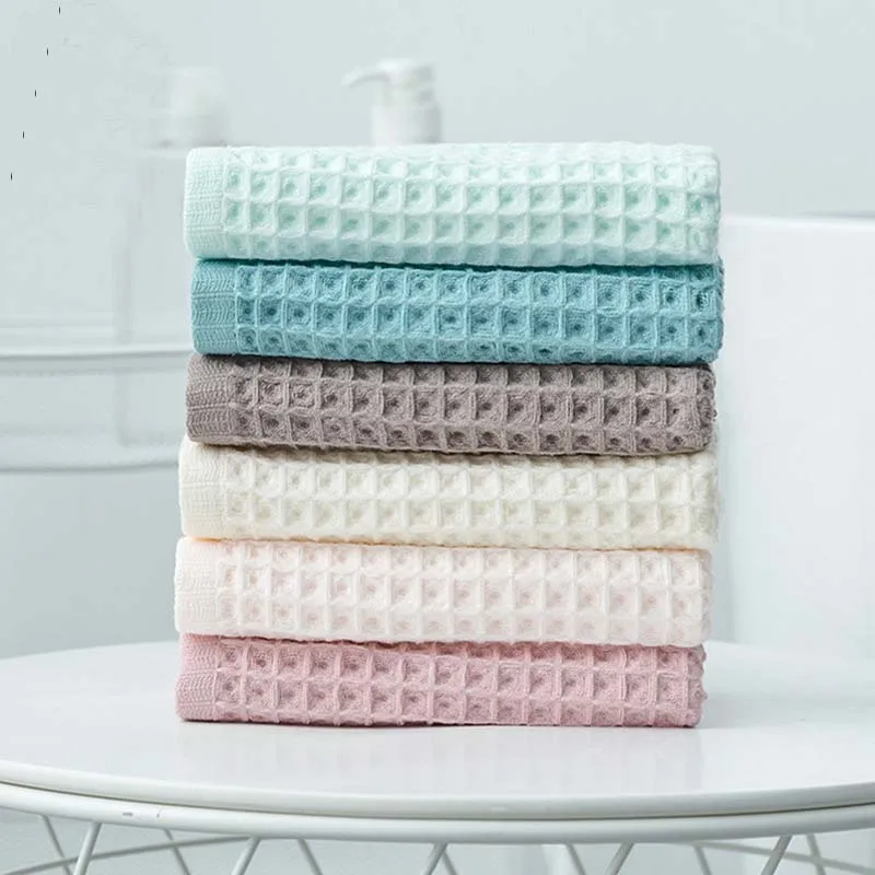 Вафельное Хлопковое полотенце для лица в японском стиле однотонное отеля