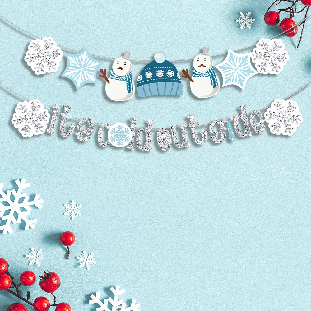 Белый Снежинка латексный шар баннер со снеговиком для дня рождения