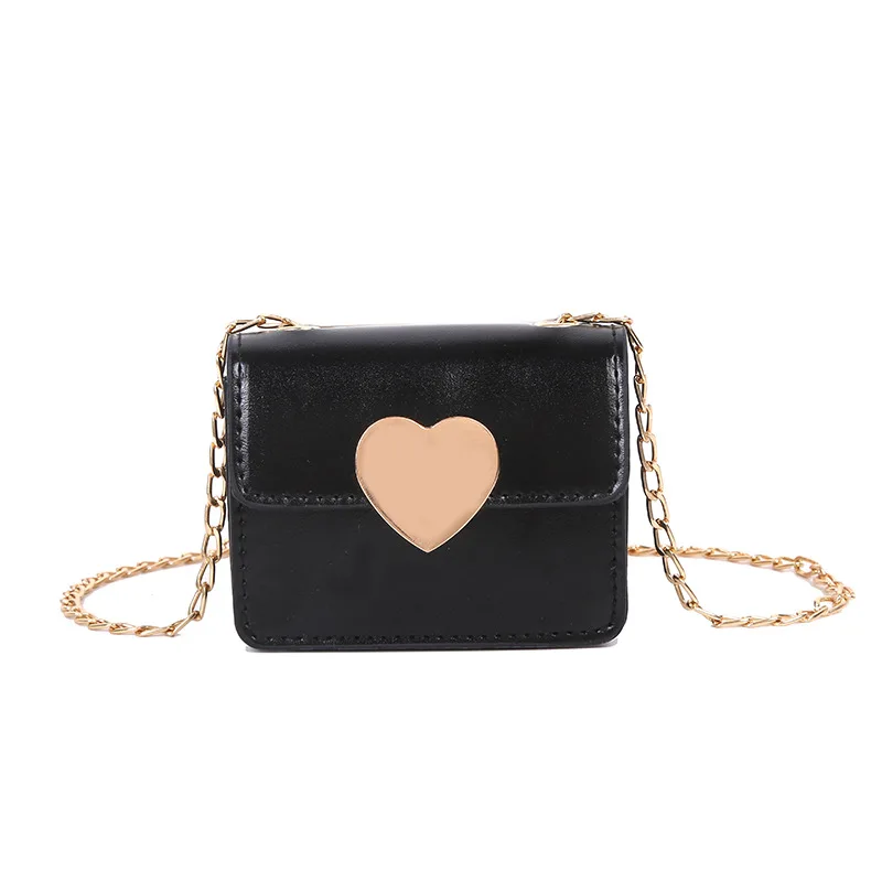

Fashion Women Mini Handbag Crossbody Bag Purse Elegant PU Leather Shoulder Bag with Heart Snap Chain Strap