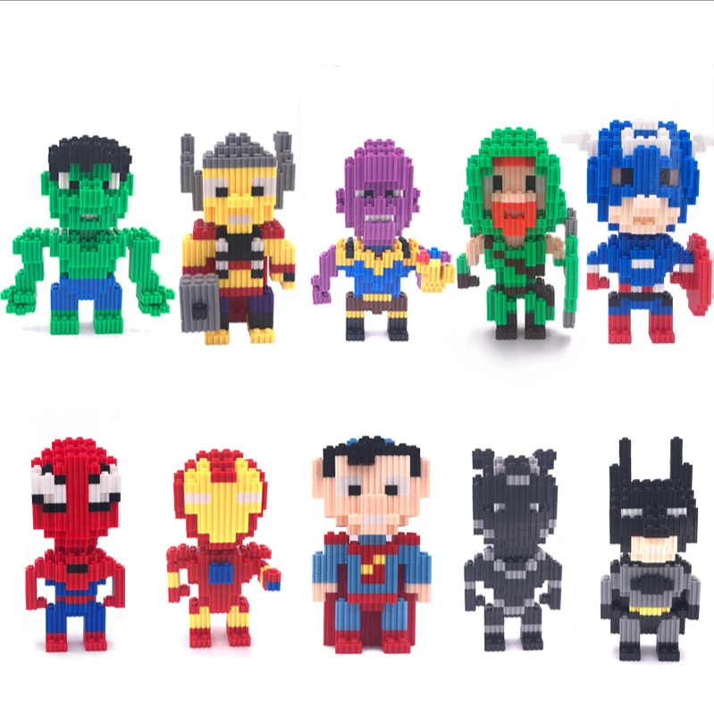Микро строительные блоки Marvel Капитан Америка Халк Человек паук Мультяшные