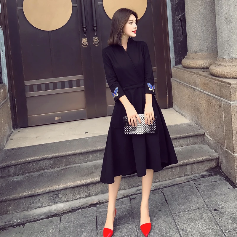 Платья для беременных платье кормящих женщин с V образным вырезом однотонное