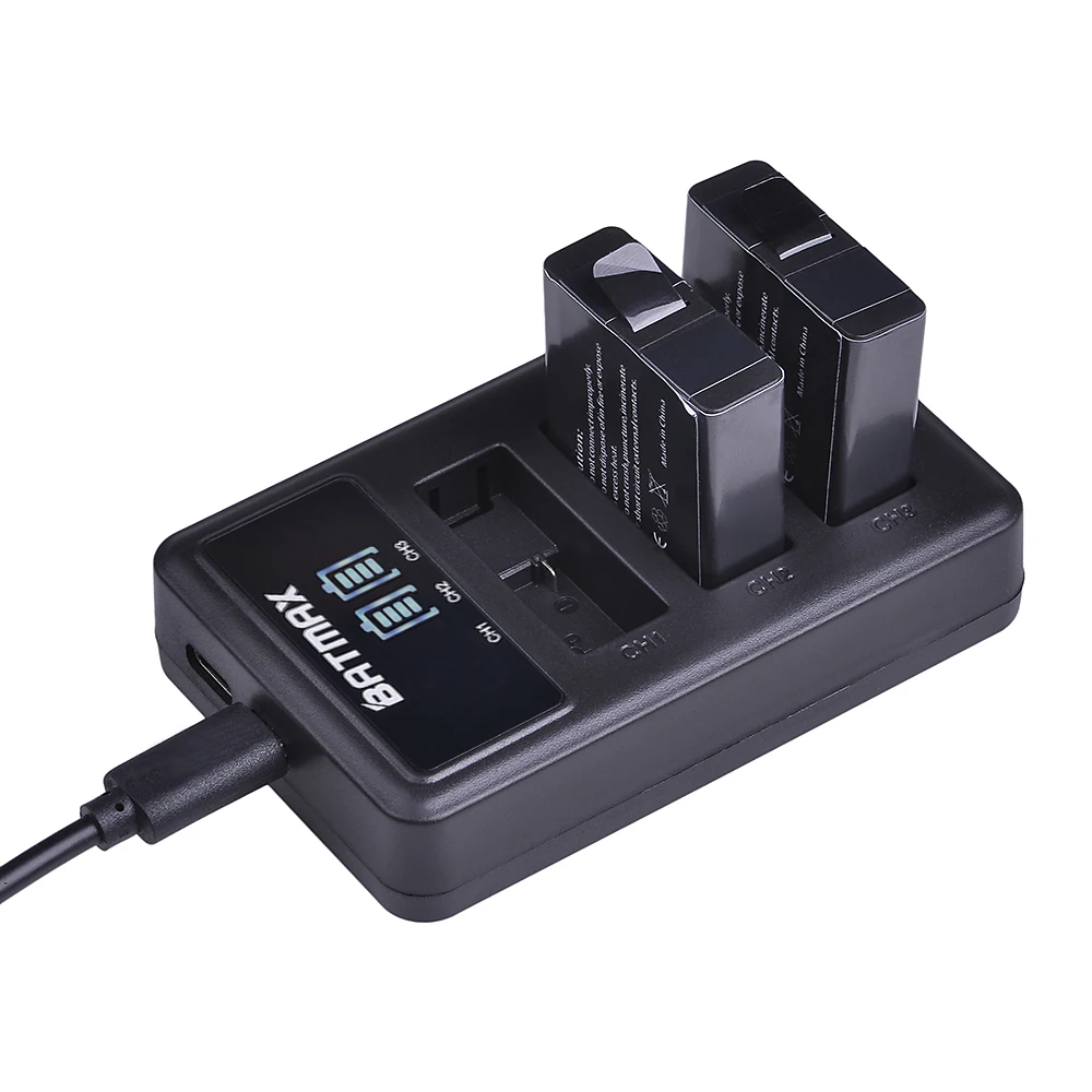 4 шт. AHDBT-501 для Gopro 7 батарея+ светодиодный USB 3 слота зарядное устройство с портом type C для Gopro hero 5 hero 6 Gopro 8 Экшн-камера