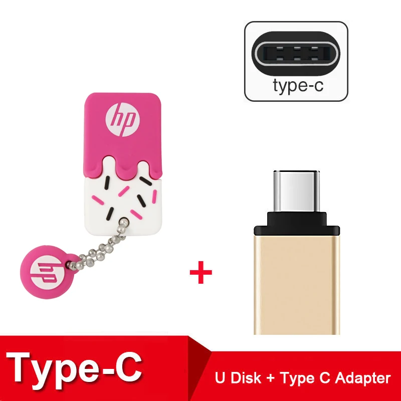 hp USB флеш-накопитель 64 ГБ силиконовая Флешка с DJ OTG type C Cle USB диск на ключ мини USB Флешка 32 Гб 16 Гб