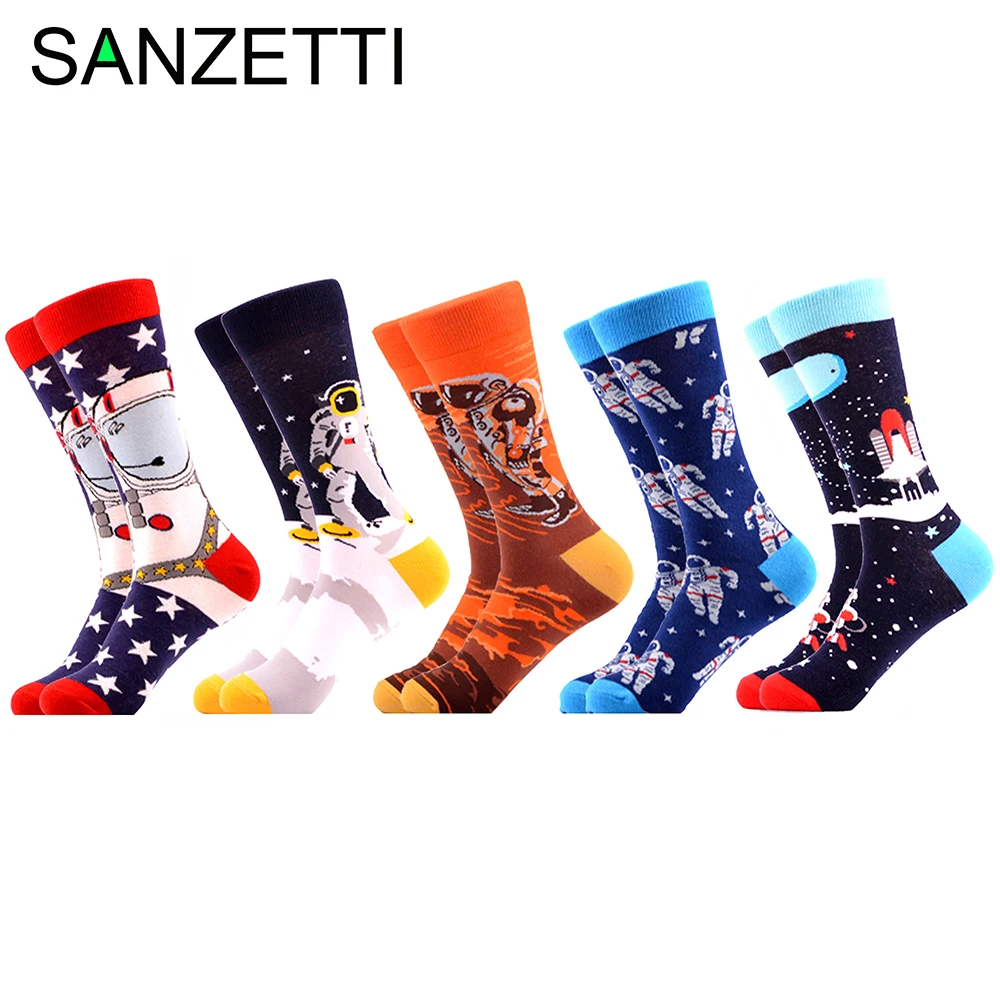 SANZETTI 5 пар/партия новинка 2020 забавные мужские повседневные носки удобные высокое