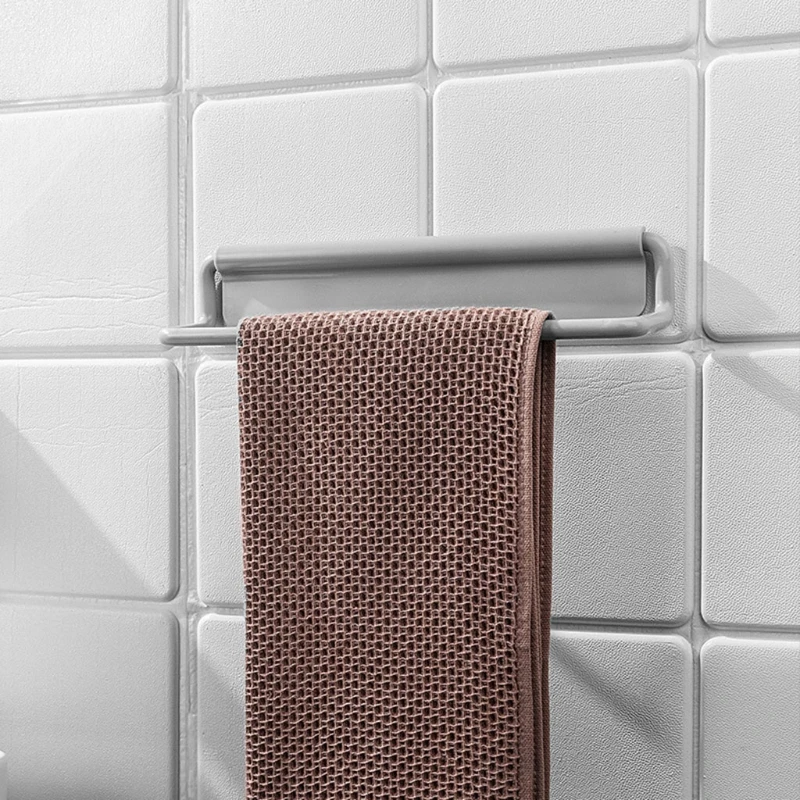 

Bathroom Wall-mounted Punch-free Towel Holder Home Bath Towel Storage Shelf Kitchen Cleaning Rag Rack Hotel Accessories