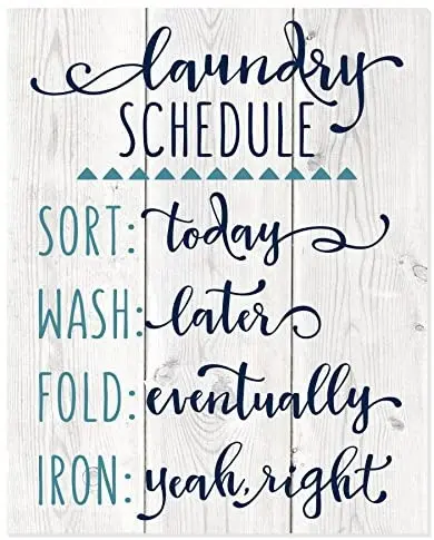 

Laundry Schedule Whitewashed Rustic Wood Wall Sign (12x15)
