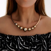new 2021 korean fashion luxury simple exaggerated gold color necklace metal chokers chains necklaces for women jewelry party