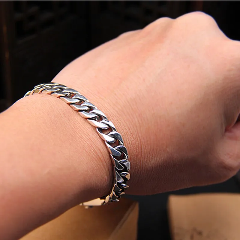 Thai silver bracelet 100% real S925 for Men punk whip chain side body male men's | Украшения и аксессуары