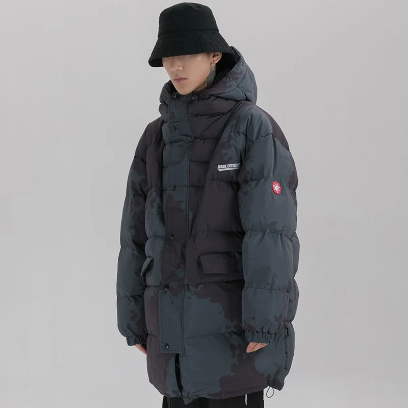 Хип хоп длинная куртка с капюшоном парка зима 2019 Мужская Уличная Ретро Тренч